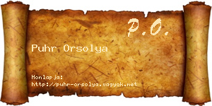 Puhr Orsolya névjegykártya